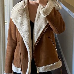 *Last chance Hollister shearling faux suede moto jacket xs